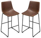 Theo Set of (2) Bar Height Chairs in Chocolate Leatherette Black Metal Base By Diamond Sofa